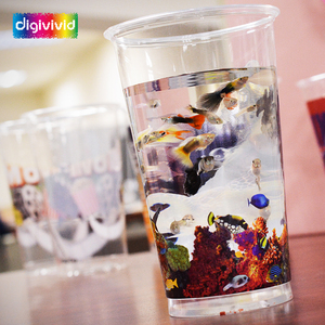 Gobelet en plastique à paroi simple de 90 mm avec couvercle, personnalisable avec plusieurs logos, impression couleur pour fêtes, haute qualité, faible quantité - Product Image 5