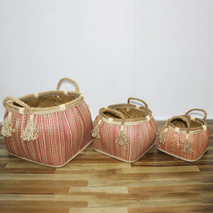 Ensemble de 3 contenants alimentaires en feuilles de palmier et jonc de mer faits à la main, écologiques, modernes, pliables avec poignée - Product Image 6