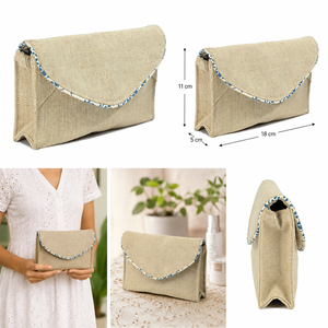 Pochette cosmétique personnalisée en jute naturel avec rabat, impression intérieure, écologique, réutilisable, sac de voyage pour articles de toilette, vente en gros OEM ODM - Product Image 4