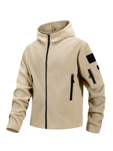 Chaqueta Impermeable Unisex de Forro Polar Color Caqui, con Capucha, Cierre de Cremallera, Cortavientos, Estilo Táctico Deportivo, para Trabajo, Abrigo Cálido de Invierno - Product Image 1