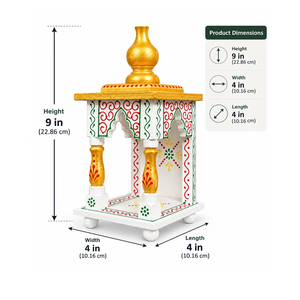Ensemble de temple artisanal en bois indien de qualité supérieure 3 pièces fabriqué à la main Pooja Mandir pour la maison décorative sanctuaire hindou utilisation du culte - Product Image 3