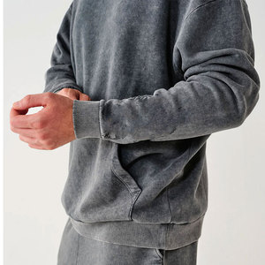 Acid Wash Tracksuit <b>Set</b> Custom Logo Oversized Casual Sportswear <b>Matching</b> Hoodie <b>Jogger</b> Outfit For Men - Product Image 4