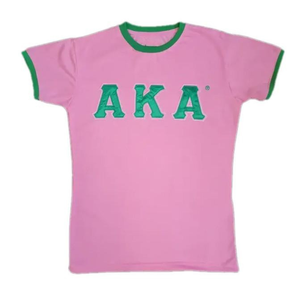 Camiseta de Lujo para Mujer AKA, Negra, de Algodón Premium, Cuello Redondo, Manga Corta, con Letras AKA, Camiseta de Moda de la Hermandad Griega - Product Image 1