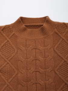 Suéter de Punto Argyle con Cuello Redondo para Mujer, Manga Larga, Informal, para Invierno, 100% Acrílico, Antipilling, Grosor Estándar - Product Image 5