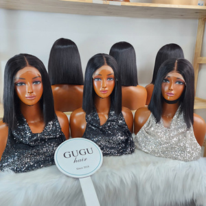 Perruques GUGU Hair en cheveux humains vietnamiens, double épaisseur, fermeture en dentelle 5x5, sans colle, ultra-lisses, 8 pouces - Product Image 3