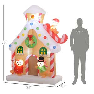 7FT <b>Giant</b> LED-Lit Gingerbread House Christmas <b>Inflatable</b> Outdoor/Indoor Yard Decor Built for <b>Holiday</b> Cheer - Product Image 3