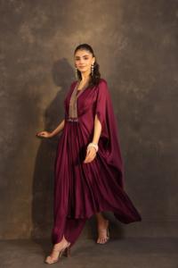Flayered Kaftan Dress Burgundy - Product Image 2