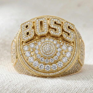 Anillo de Lujo BOSS con Moissanita, Diseño de Racimo Redondo, Acabado en Oro Amarillo, Joyería Hip Hop para Hombre - Product Image 6