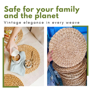 Premium Handwoven <b>Round</b> Water Hyacinth <b>Placemat</b> with Floral Pattern Customizable Thickness Natural Wholesale - Product Image 5