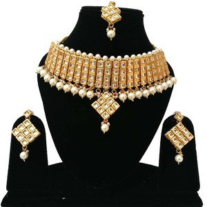 Women's Trendy Alloy Party Wear Engagement Anniversary Wedding Choker Earrings Set Copper 18K Gold Plated Zircon Jewelry - Product Image 1