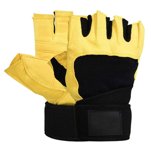 2026 New Half Finger Gym Gloves Yellow Black Adjustable Wrist Strap <b>Weight</b> Lifting Unisex Cotton Material - Product Image 1