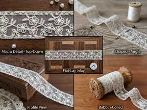 Nuevo Diseño de Encaje de Organza con Diseño Floral Blanco Premium - Delicado Borde Bordado Transparente para Vestidos de Novia y Ropa Étnica - Product Image 2