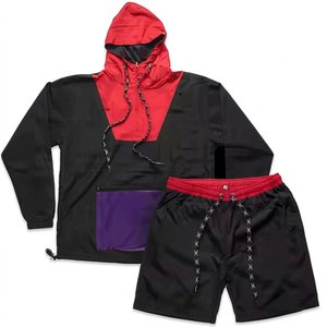 High Selling Custom Logo Red Purple Black <b>Men's</b> Nylon Wind Breaker Suit Sets For <b>Summer</b> Breathable Streetwear <b>Jackets</b> Shorts <b>Men</b> - Product Image 1
