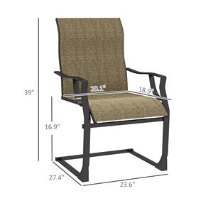 Set di 2 sedie da pranzo da patio C Spring marrone chiaro con schienale alto e braccioli, portata 256 libbre, con tessuto traspirante e struttura in metallo - Product Image 3