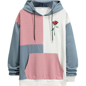 Sudaderas con capucha y estampado de bloques de color para hombre, de manga larga - Product Image 1