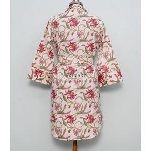 Indian Cotton Women's Midi Dress Hand Block Floral Printed Cute Vintage Style for Spring Winter Summer Casual Party Button - Product Image 6