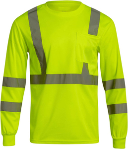 Chemises de travail à manches longues à col rond de haute qualité, personnalisables avec logo, séchage rapide, bande réfléchissante, impression numérique haute visibilité, best-seller - Product Image 3