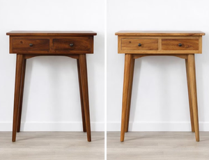 Table console moderne de luxe classique réglable en bois de manguier naturel, design unique pour salon, bureau à domicile, chambre à coucher - Product Image 3