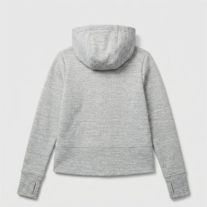 Sudadera con Capucha Gris para Mujer, de la Mejor Calidad, con Logotipo Personalizado, Cierre de Cremallera, Diseño Oversize con Parches y Apliques, de Algodón, Manga Larga, para Otoño - Product Image 2