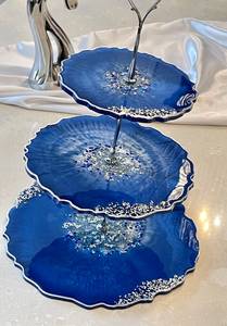 geode style 3 <b>tier</b> <b>cake</b> stand resin made - Product Image 5
