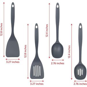 Set di 8 utensili da cucina in nylon antiaderente con porta utensili, composto da schiumarola, paletta per spaghetti, spatola, mestolo e altri utensili. - Product Image 3