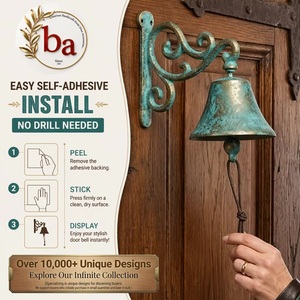 Campanilla de Puerta Autoadhesiva de Hierro Fundido con Diseño Art Deco, Ecológica, Impermeable, Decoración para Entrada Exterior, Diseño Duradero para Todas las Estaciones - Product Image 1