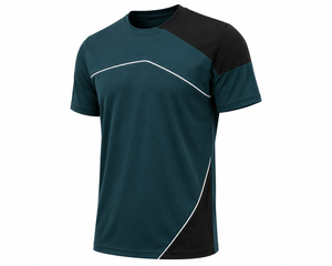 เสื้อยืดแขนสั้นผู้ชาย คอโอ ทรงสปอร์ต แห้งเร็ว ผ้าถักโพลีเอสเตอร์ ทรงปกติ ดีไซน์เรียบง่าย สีตัดต่อ - Product Image 3