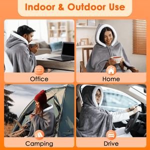 Coperta Indossabile in Morbido Flanella a 8 Zone, 3 Livelli di Calore Regolabili, 150x79cm, Alimentazione USB, Design Portatile con Tasche - Product Image 5