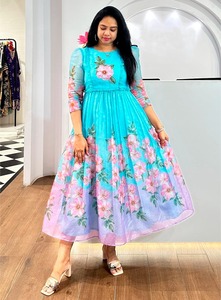 AARYA 2026 Nouvelle Robe d'été décontractée à imprimé floral, manches courtes, longueur mi-cuisse, coupe ample, style occidental, pour femme, grande taille, col rond - Product Image 5