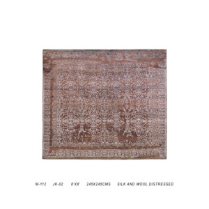 Collection de tapis de luxe noués à la main en pure soie et laine, design oriental moderne vieilli, à poils ras 3D - Product Image 4