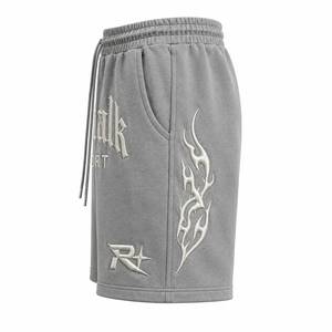 Pantalones Cortos Deportivos para Hombre, Color Gris, Logotipo en Relieve, Cintura Elástica con Cordón, Bordado 3D, Transpirables, de Algodón y Poliéster de Peso Medio para Verano - Product Image 3