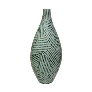 Vase en résine minimaliste géométrique avec incrustation de nacre, pot moderne pour arrangement floral - Product Image 1