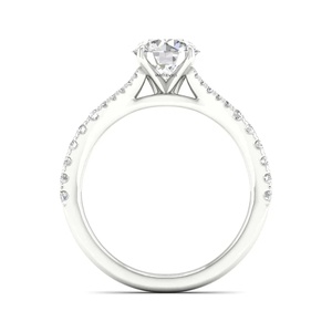 Anillo de Compromiso con Diamante Cultivado en Laboratorio con Corte Brillante, Certificado IGI, con Pavé en el Tallo, Oro 10K/14K/18K, Plata 925/935, Bañado en Rodio - Product Image 2