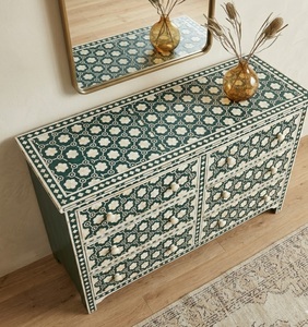Handmade Bone Inlay Solid Wood <b>Dining</b> Sideboard Chest of Drawers Carved <b>Storage</b> <b>Cabinet</b> Modern Luxury Living <b>Room</b> Buffet - Product Image 3