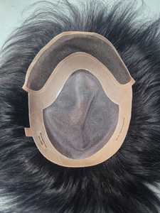 Prothèse capillaire mono en sisal avec fermeture en dentelle, cheveux indiens Remy, densité 130%, ondulation naturelle, pour hommes, couvrant le cuir chevelu - Product Image 5