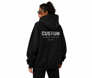 Sweat à capuche noir surdimensionné pour femme avec impression personnalisée sur le devant, en molleton, coupe classique, pour l'automne - Product Image 6