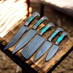 Juego de Cuchillos de Chef Profesional de Alta Calidad, 5 Piezas, Hecho a Mano, Grado OEM, para Chefs, Producto de Palace LLC, Precio Razonable - Product Image 4