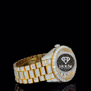 Reloj de Acero Inoxidable con Incrustaciones de Diamantes Moissanite VVS de Corte Brillante Redondo para Uso Unisex, Esfera Romana - Product Image 2