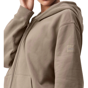 High Quality Custom Heavyweight Full Zip Hoodie Unisex Oversized French Terry Streetwear OEM Private Label Zip Hoodie Supplier - Product Image 5