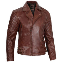 Veste en cuir véritable pour homme, écologique, imperméable, avec logo sur le devant, hiver, cuir de haute qualité