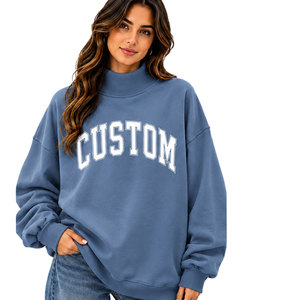 Nuevo Diseño Sudadera de Invierno para Mujer Oversize con Cuello Alto, Tallas Grandes, Estampado de Letras Personalizado, Forro Polar Antipilling - Product Image 1