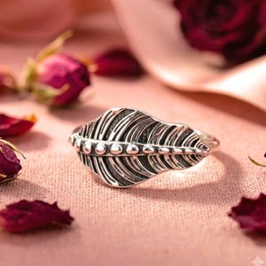 Anillo de Plata de Ley con Diseño de Hoja para Mujer, Hecho a Mano, Inspirado en la Naturaleza, Minimalista, para Regalo - Product Image 4