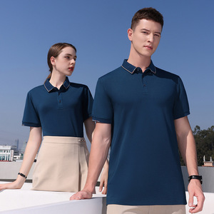 เสื้อโปโลผู้ชายสีน้ำเงินกรมท่า แขนสั้น ผ้าปิเก้ ติดกระดุม สไตล์ลำลอง ผ้าฝ้ายถัก ยับยาก - Product Image 5