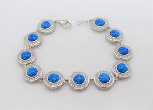 Vintage Blue Opal Bracelet Sterling <b>Silver</b> Natural Gemstone Bracelet Elegant Jewelry Gift For Women - Product Image 2