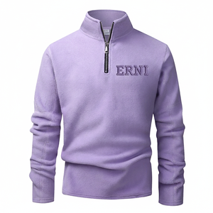 เสื้อฮู้ดผู้ชายลายสัตว์ปักลายถักนิตติ้งผ้าฟลีซหนานุ่มแบบมีซิปที่คอ เสื้อกันหนาวอุ่นๆ สำหรับฤดูหนาว เสื้อแทรคสูท - Product Image 1