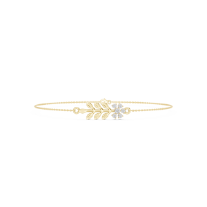 Bracelet en diamant cultivé en laboratoire à motif de feuille florale |   Bracelet chaîne en or rose massif 10K 14K 18K |   Bijou raffiné inspiré de la nature - Product Image 2