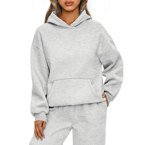 Sweat-shirt à capuche noir uni pour femme avec poche kangourou, manches longues, hauts d'automne - Product Image 6