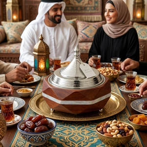 Ramadan Thermal Hotpot Casserole Dish With Lid with Handcrafted Wood Body and Mother of Pearl Inlay For Ramadan Majlis - Product Image 5