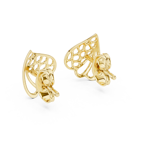 Juego de Aretes con Forma de Corazón en Oro Amarillo Sólido de 18K con Baño de Rodio, para Compromiso, Boda, Fiesta, San Valentín, Eventos Especiales y Uso Diario - Product Image 3
