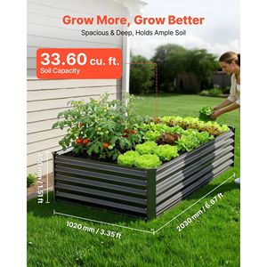 2 Pack Galvanized 6.67 X 3.35 X 1.51 ft <b>Rectangular</b> Metal Raised Garden Beds Outdoor Elevated <b>Planting</b> Flower <b>Pots</b> Planters - Product Image 2